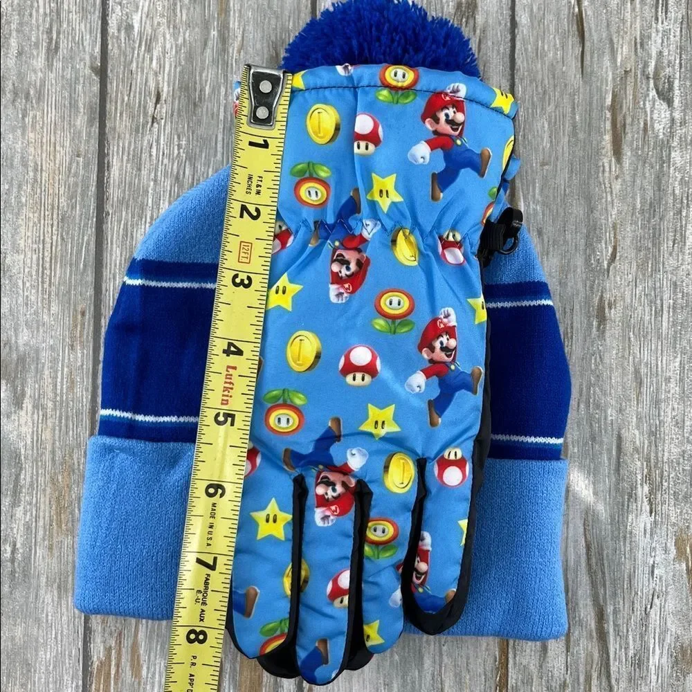 Super Mario & Sonic The Hedgehog Beanie Hat & Gloves 4-Piece Set